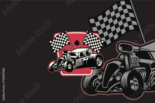 logo racing car with flag photo