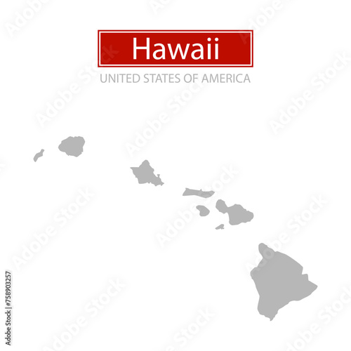 United States of America, Hawaii state, map borders of the USA Hawaii state.
