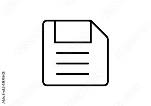 Icono negro de disquete de guardar documento. 