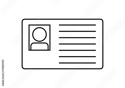 Icono negro de documento de identidad de una persona.
