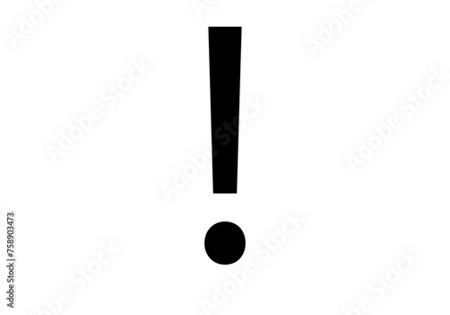 Icono negro de exclamación en fondo blanco. 