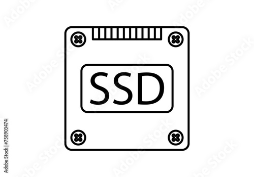 Icono negro de disco duro ssd.