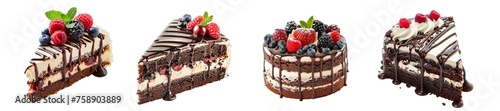 Collection of PNG. Delicious cake isolated on a transparent background.