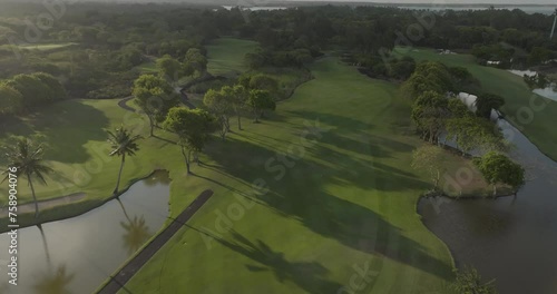 Aerial view of Constance Golf Course at Pointe de Flacq, Mauritius. photo