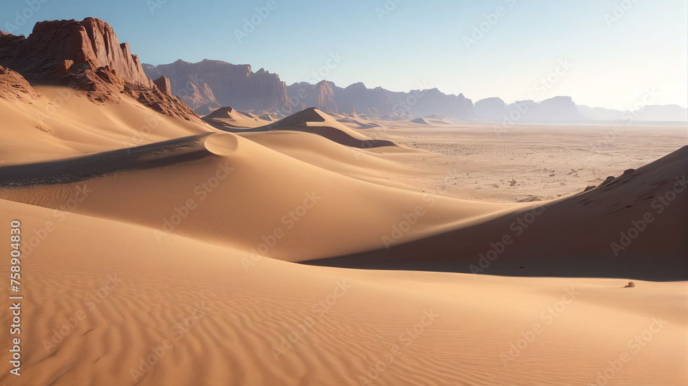 Desert landscape. Dunes and sand in the background.

