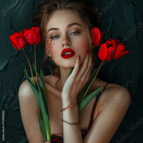 Air Kiss with Tulips: A Moment of Spring Romance