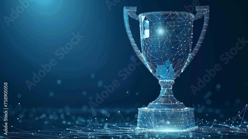 An abstract  3d trophy with white background. A trophy cup representing a champion award for a sport victory, a winner prize for a competition success. A trophy cup representing a trophy cup for