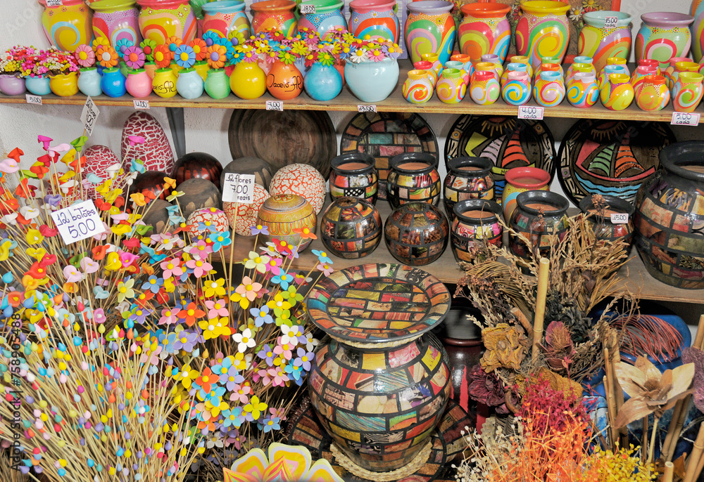 Handicraft and countryside utilities stand being sold in Pajuçara Market Street or Municipal Market. Maceio, Alagoas, 2020