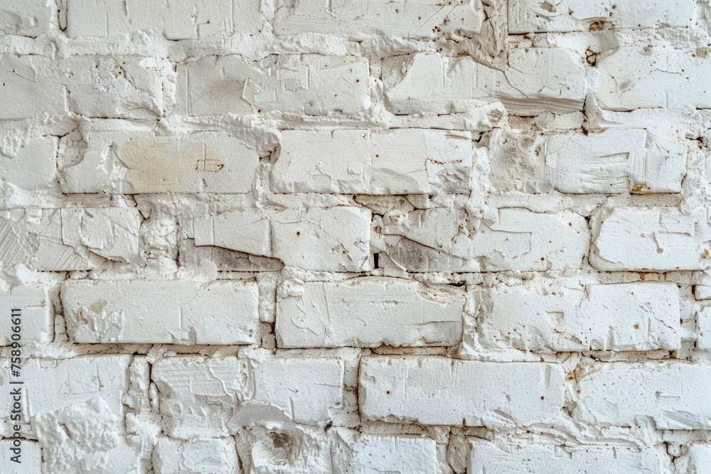 Obraz premium Light grey clay brick and mortar wall in. wallpaper background.