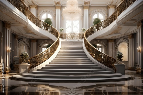 Grand Staircase to Financial Success, luxurious, aspirational, atmosphere, business