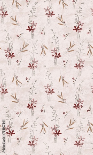 christmas floral background with watercolour texture background 