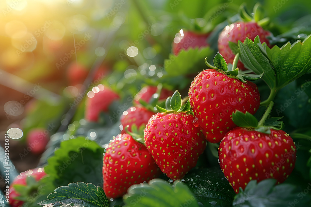 Close Up of Strawberries on a Bush Close Up of Strawberries on a Bush