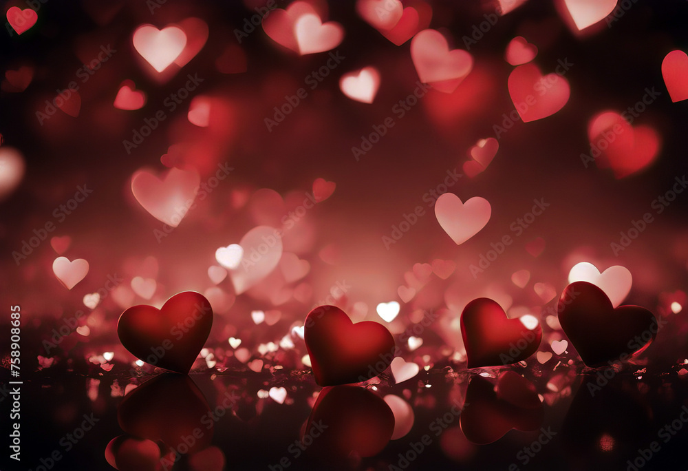 Creative Valentines Day Backgruond Blurred Hearts Bokeh Beautiful Elegant stock illustration