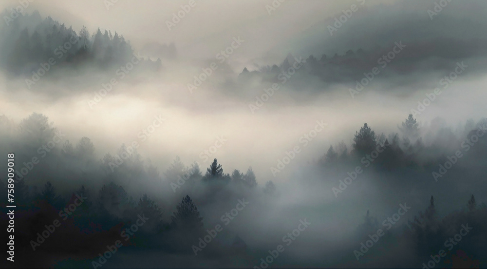 mountain with fog and lake with it abstract background of the mountain 
