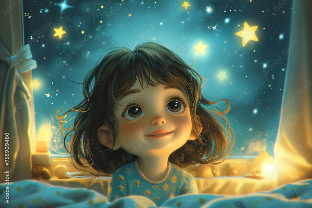 Cute little girl illustration