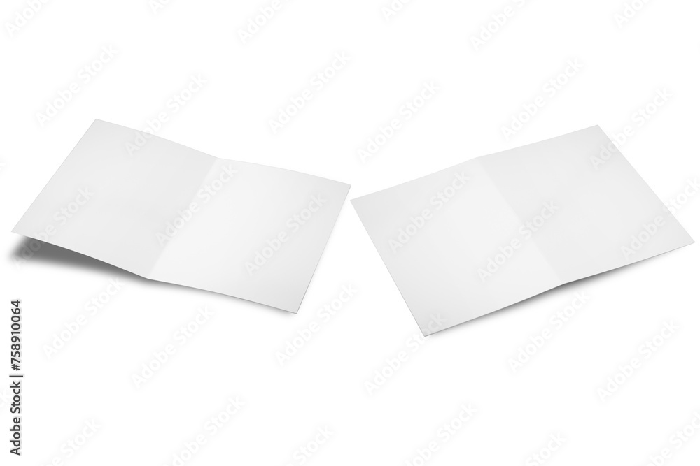 Mockup of the booklet or brochure with open blank pages. A4 half folded. 2xA5 leaflet open and closed.Mockup bifold brochure. White cover of flyer booklet or leaflet.3d rendering. Mockup of the booklet or brochure with open blank pages. A4 half folded. 2xA5 leaflet open and closed.Mockup bifold brochure. White cover of flyer booklet or leaflet.3d rendering.