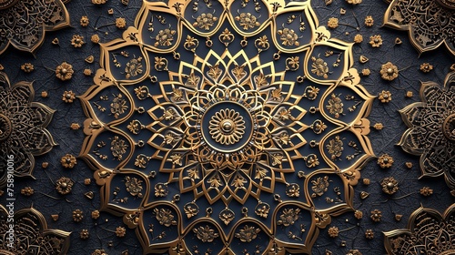 Luxury Golden Mandala Arabesque Pattern Arabic