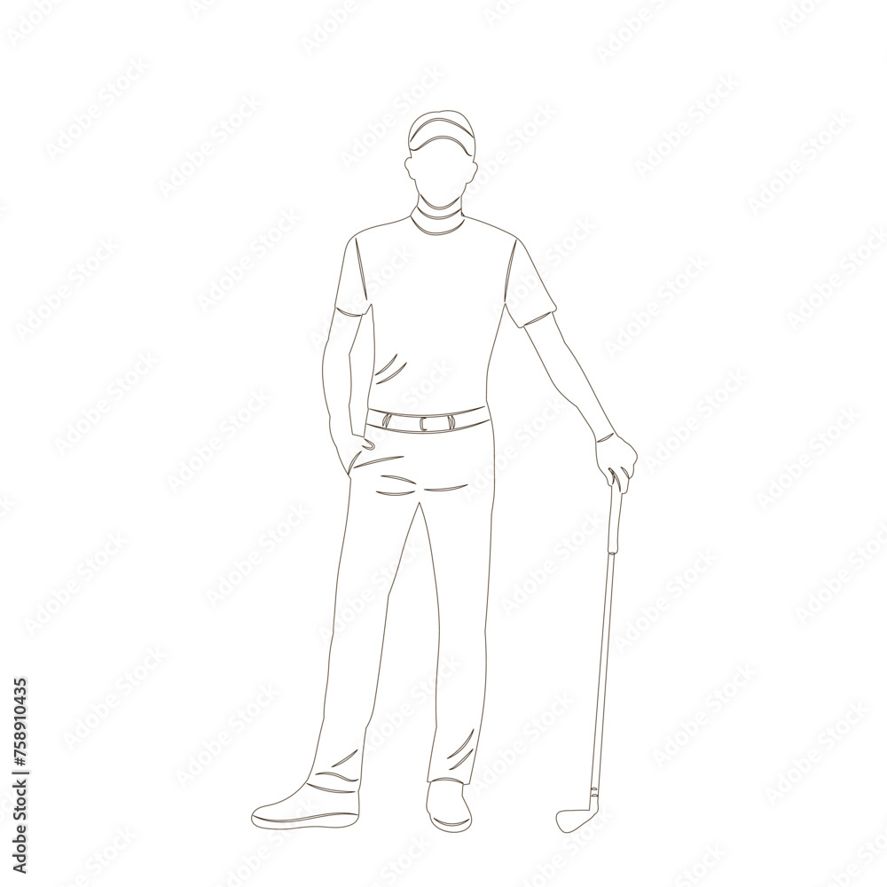 golfer sketch on white background, vector golfer sketch on white background, vector