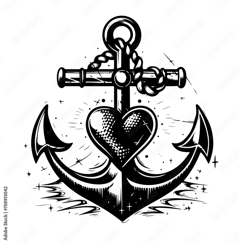 Anker Herz Vektor Hochzeit Symbol Hafen Liebe Stock Vector Adobe Stock