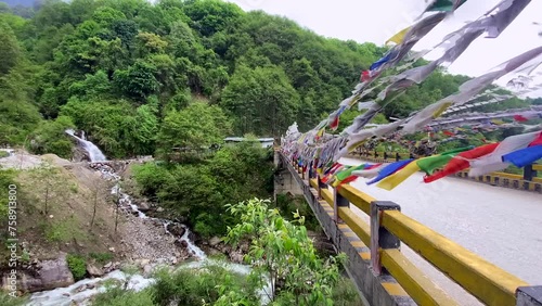 Menteng bridge near tawang in western arunachal Pradesh, India. photo