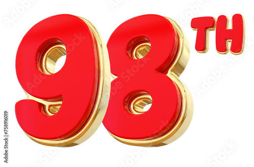 98th year anniversary red number 