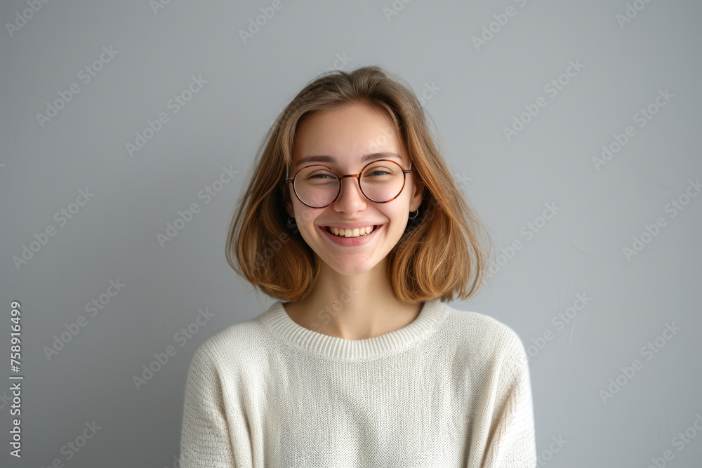 Joyful Female Model with Nerdy Eyewear Joyful Female Model with Nerdy Eyewear