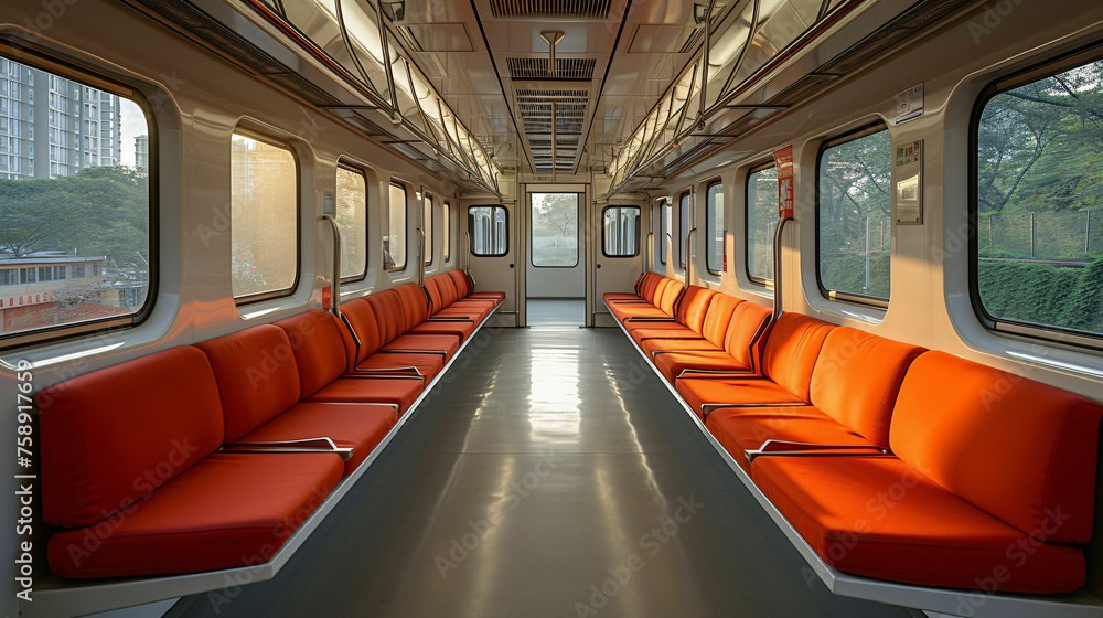 Fototapeta premium empty Subway train interior with seats