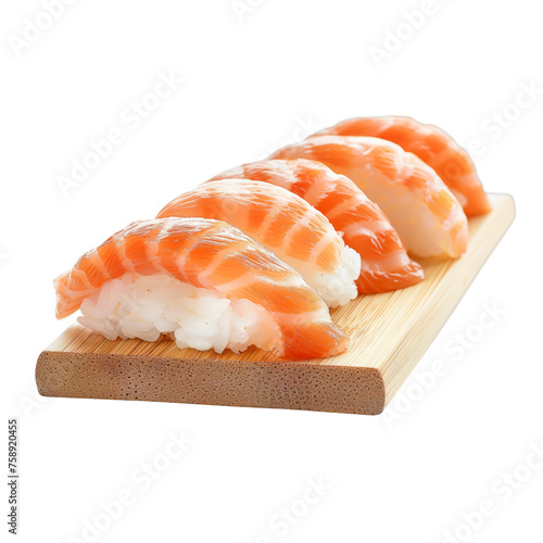 AI Generated Image - Nigiri Sushi - Salmon on Stone Platter with Transparent Background