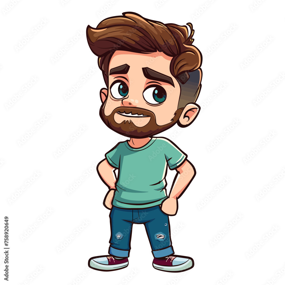 Vector illustration of Cartoon funny hipster boy with beard and mustache. Vector illustration of Cartoon funny hipster boy with beard and mustache.