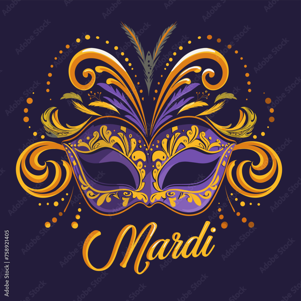 Mardi gras mask with feathers. Vector illustration for your design