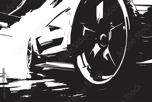 Grunge texture of a Sports car details