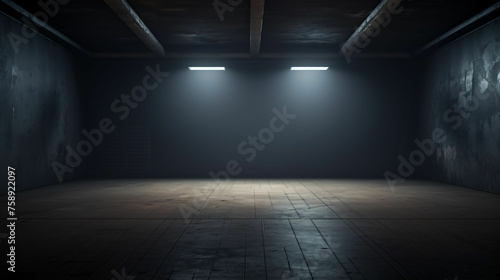 empty dark room stage spotlight