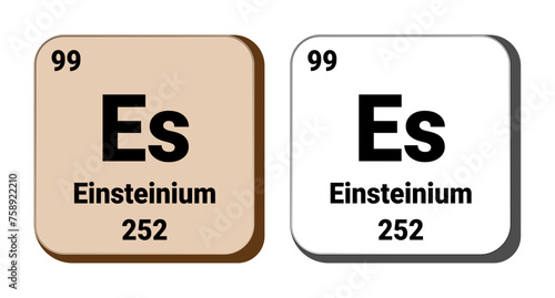 Es, Einsteinium element vector icon, periodic table element. Vector illustration EPS 10 File. Isolated on white background.