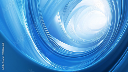 A blue background, glowing with light. a spinning spiral at right.