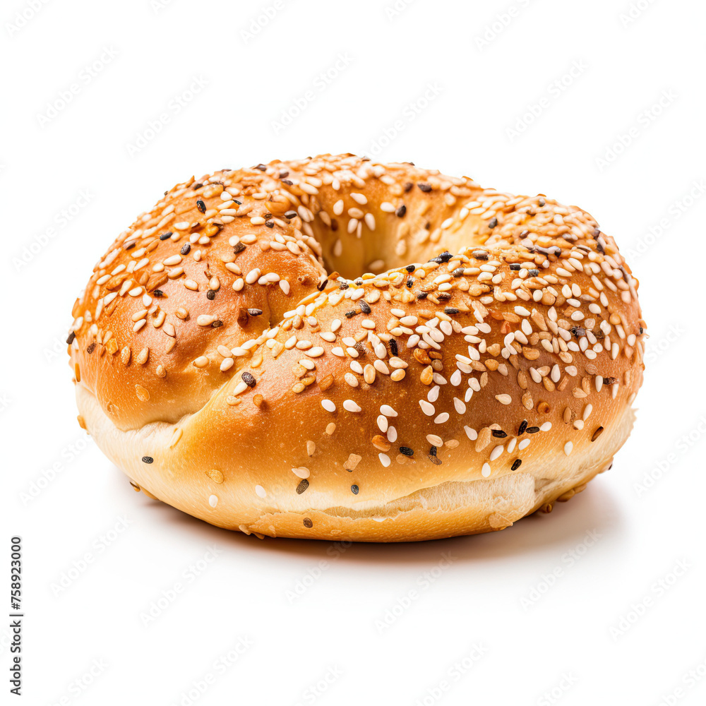 Sesame Seed Bagel Isolated on white background Sesame Seed Bagel Isolated on white background
