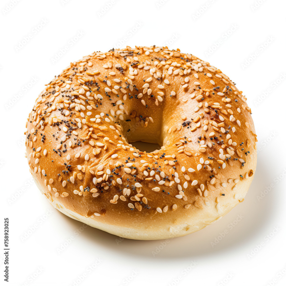 Sesame Seed Bagel Isolated on white background Sesame Seed Bagel Isolated on white background