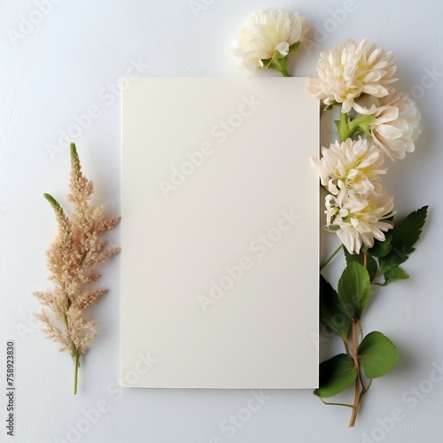 Invitation card   blank note paper with flowers