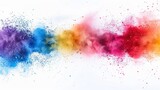 Colorful mixed rainbow powder explosion isolated on white background
