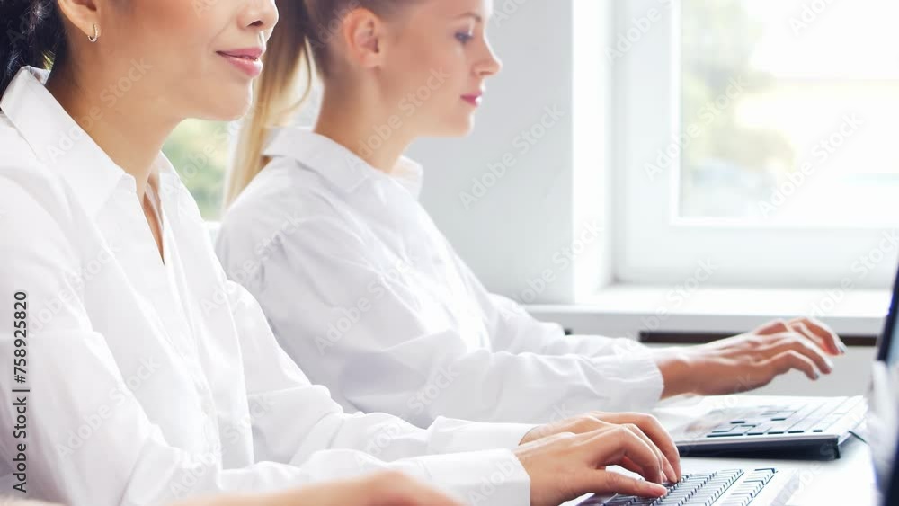 Diverse team of young professionals is working in the e-mail support center. Working day of sales managers in office. Business, telephone consulting and problem solving concept. Diverse team of young professionals is working in the e-mail support center. Working day of sales managers in office. Business, telephone consulting and problem solving concept.