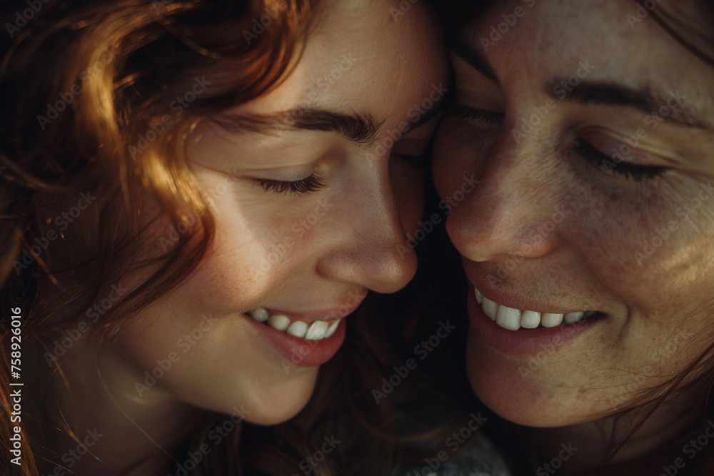 Mother and daughter close up hugging Mother and daughter close up hugging