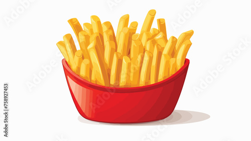 3D french fries on white background. Plasticine cart
