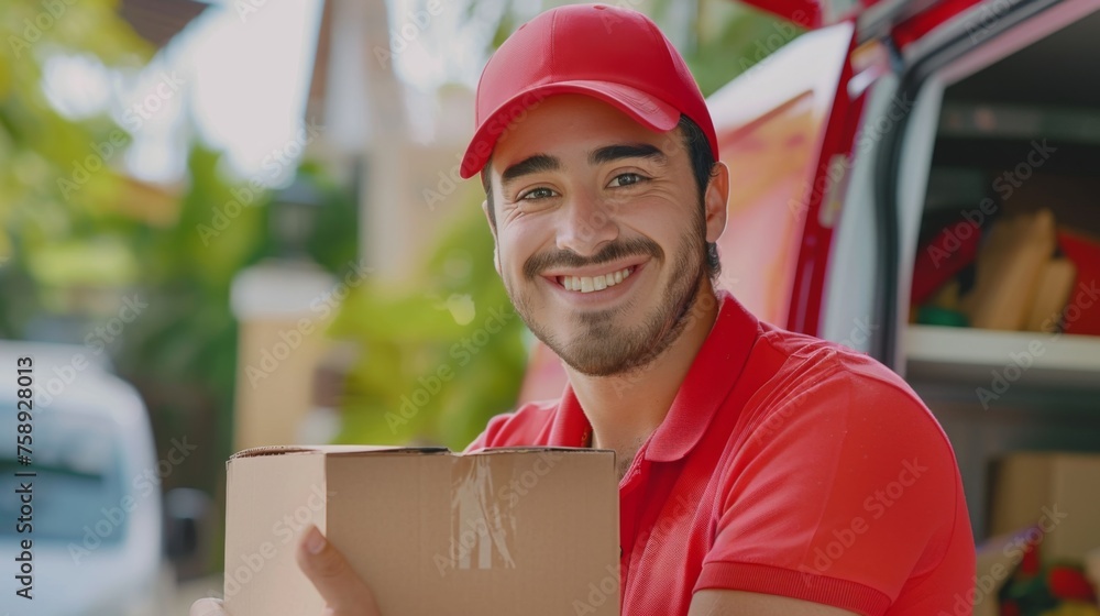 Portrait of a delivery person at a courier service Portrait of a delivery person at a courier service
