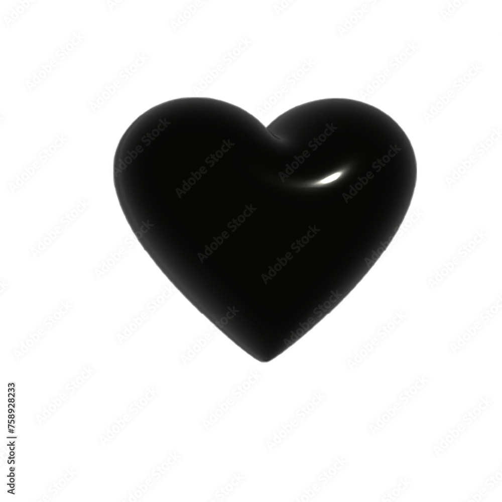 Fototapeta premium 3D black shiny metallic heart shape