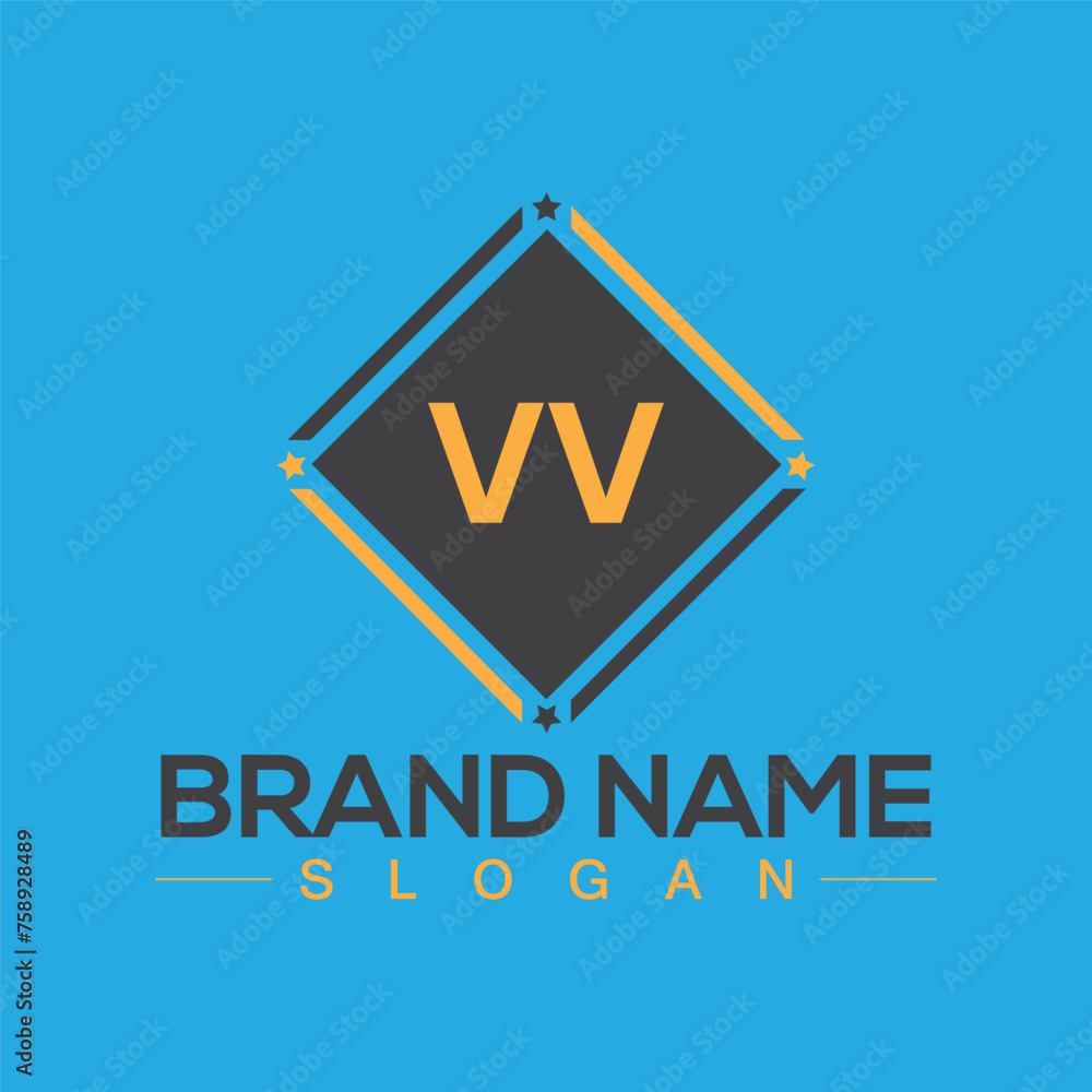 Initial VV letter logo design with creative square symbol Initial VV letter logo design with creative square symbol