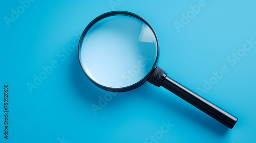 Magnifying glass on clean color background