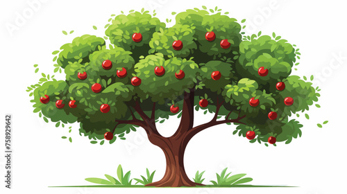 Apple tree Isolated flat vector  flat vector 