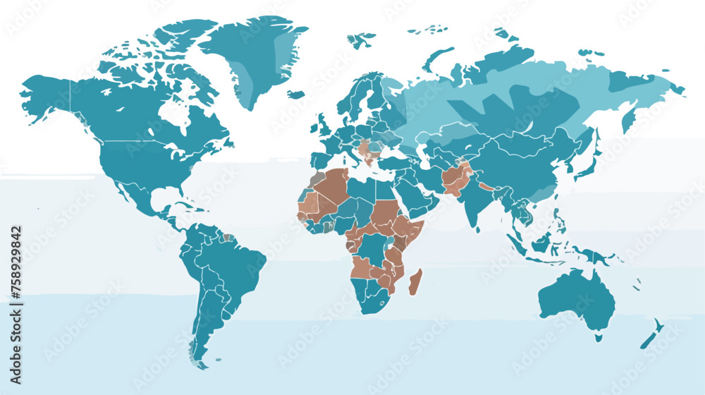 Obraz premium Asia continent in world map flat vector 