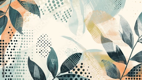 abstract botanical design, incorporating natural shapes and forms, nature colour palette, harmonious balance, delicate textures, banner