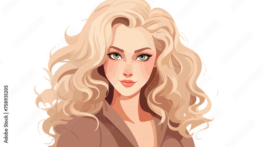 Beautiful suspicious cartoon blond girl with magnifi
