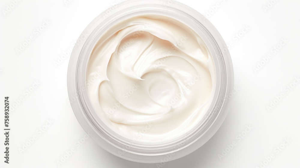 A bowl of whipped cream on a white surface. Perfect for food and dessert concepts A bowl of whipped cream on a white surface. Perfect for food and dessert concepts